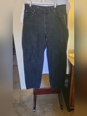 Lands' End Men's Relaxed Black Rinsed Jeans 35x30